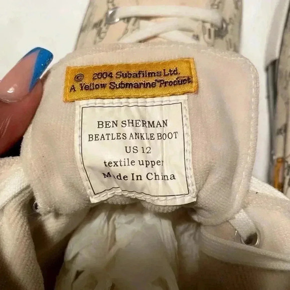 Ben Sherman x Beatles yellow and cream laceup ankle casual  sneakers 12 - Picture 6 of 6